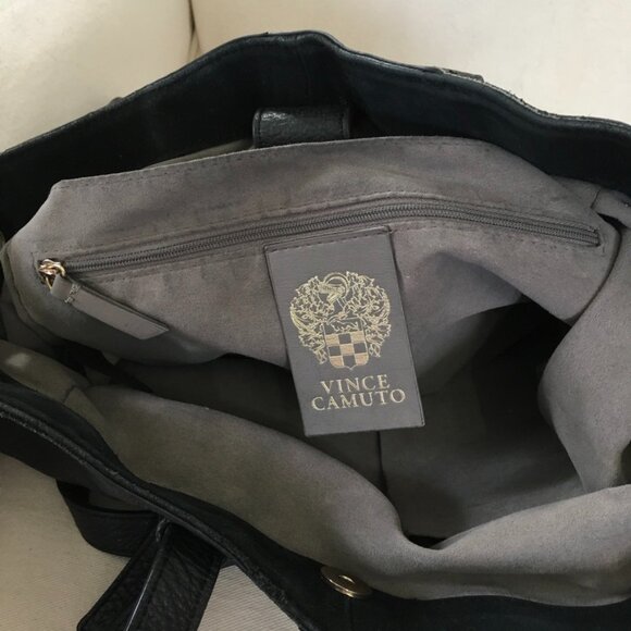 Vince Camuto Yulia Asymmetric Edge Genuine Leather Bag Black - Picture 6 of 9